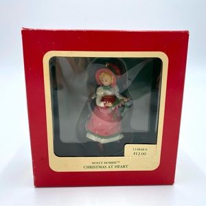 Vintage 1990 Carlton Cards Heirloom Holly Hobbie Christmas At Heart Ornament